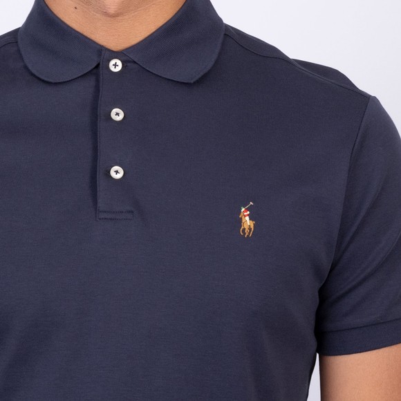 Polo Ralph Lauren Mens Blue Custom Slim Fit Pima Polo Shirt main image