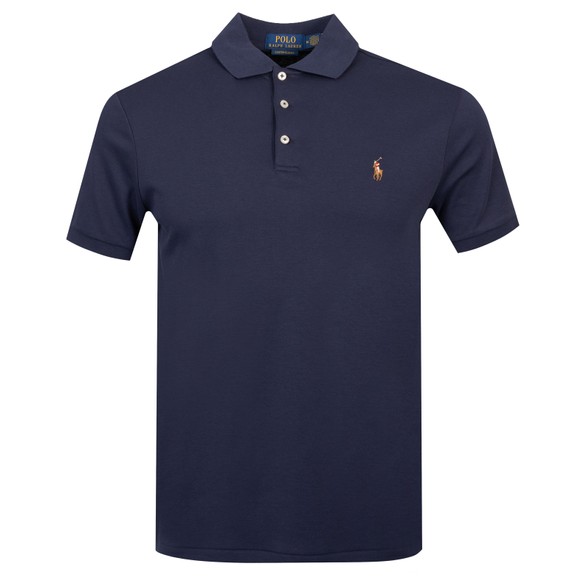 Polo Ralph Lauren Mens Blue Custom Slim Fit Pima Polo Shirt main image