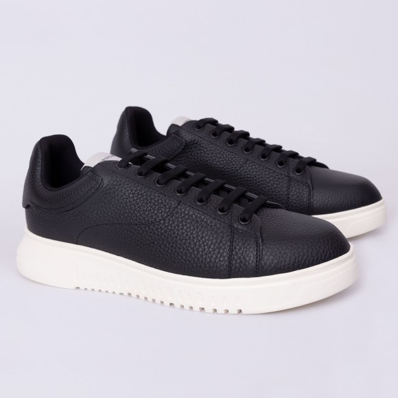 Emporio Armani Mens Black Grain Leather Trainer main image