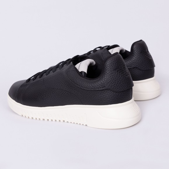 Emporio Armani Mens Black Grain Leather Trainer main image