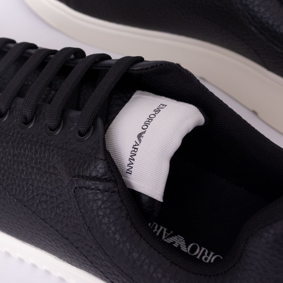 Emporio Armani Mens Black Grain Leather Trainer main image