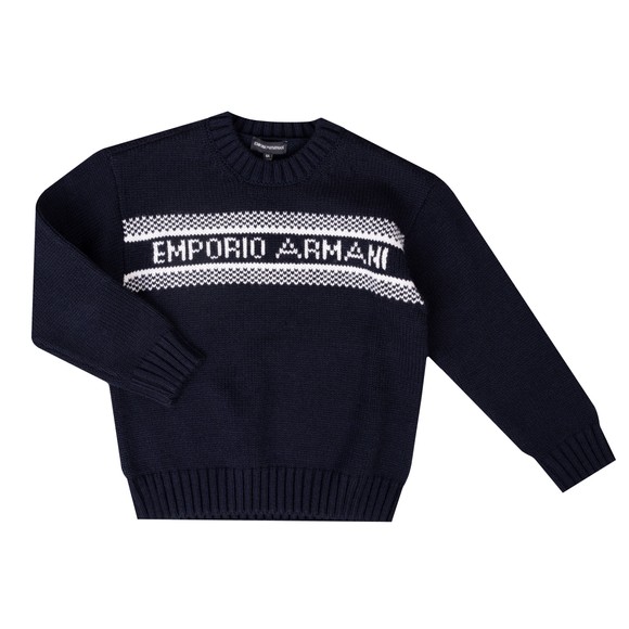 Emporio Armani Boys Blue Logo Knitted Jumper main image
