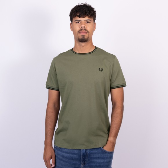 Fred Perry Mens Green Twin Tipped T-Shirt main image