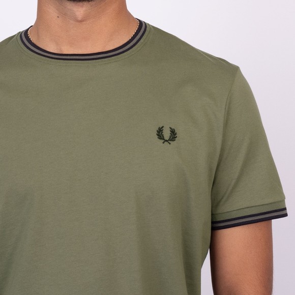 Fred Perry Mens Green Twin Tipped T-Shirt main image