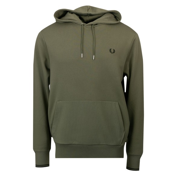 Fred Perry Mens Green Tipped Hooded Sweatshirt main image