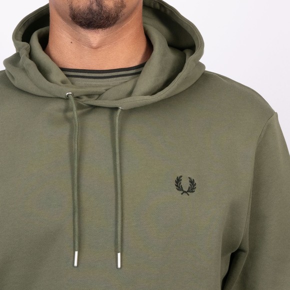 Fred Perry Mens Green Tipped Hooded Sweatshirt main image