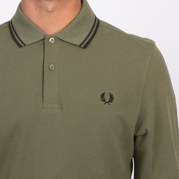 Fred Perry Mens Green L/S Tipped Polo main image
