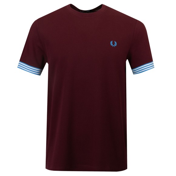 Fred Perry Mens Red Striped Cuff T-Shirt main image