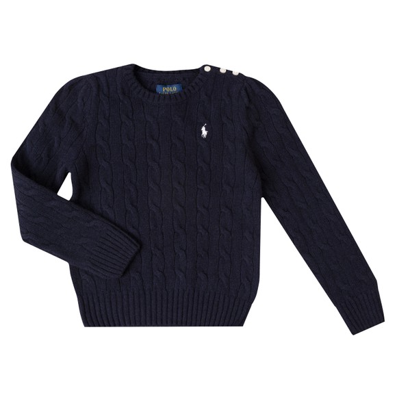 Polo Ralph Lauren Girls Blue Cable Knit Wool-Cashmere Jumper main image
