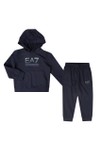 EA7 Emporio Armani Boys Blue Train Visibility Overhead Hooded Tracksuit