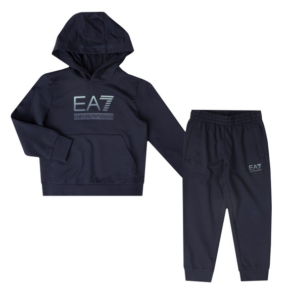 EA7 Emporio Armani Boys Blue Train Visibility Overhead Hooded Tracksuit main image