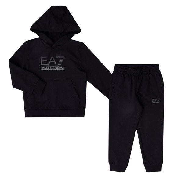 EA7 Emporio Armani Boys Black Train Visibility Overhead Hooded Tracksuit main image