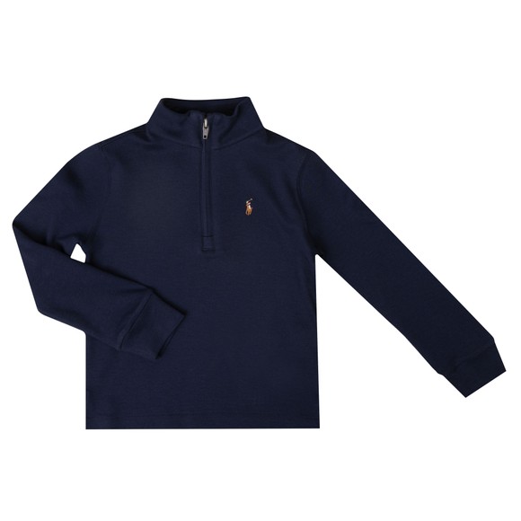 Polo Ralph Lauren Boys Blue Cotton Interlock Quarter Zip Pullover main image
