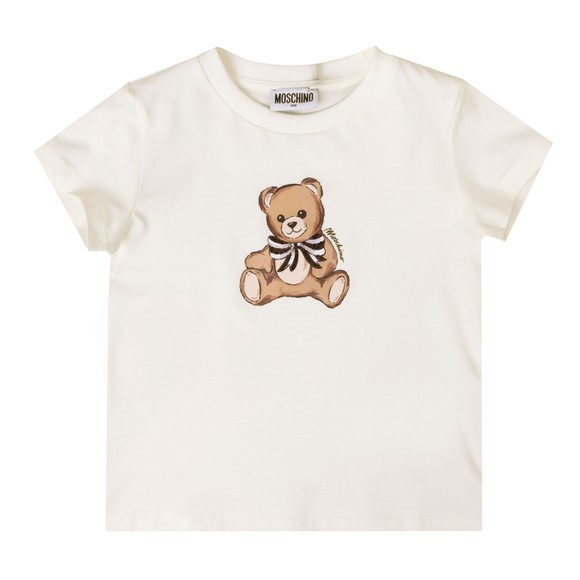 Moschino Girls Off-White Ribbon Bear T Shirt main image