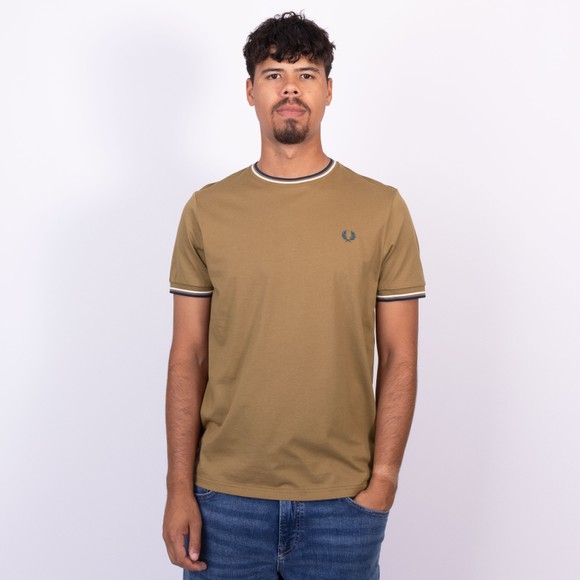 Fred Perry Mens Beige Twin Tipped T-Shirt main image