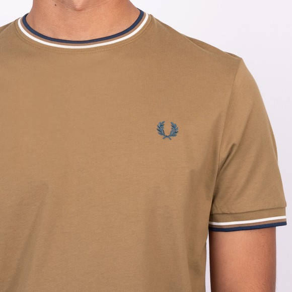 Fred Perry Mens Beige Twin Tipped T-Shirt main image