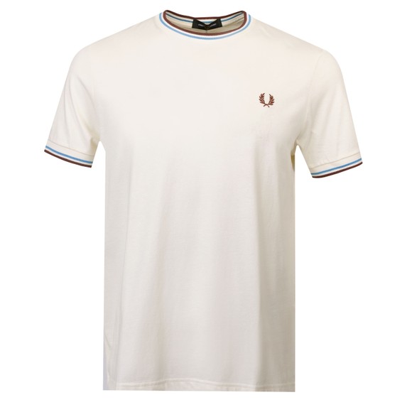 Fred Perry Mens Off-White Twin Tipped T-Shirt main image
