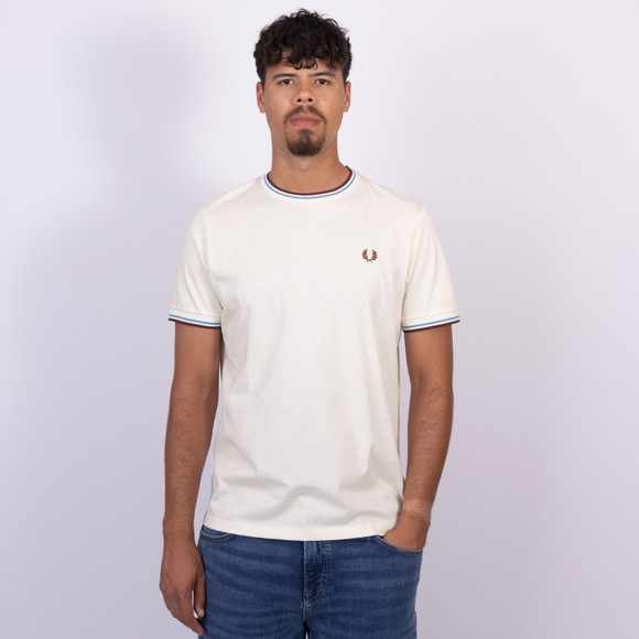 Fred Perry Mens Off-White Twin Tipped T-Shirt main image