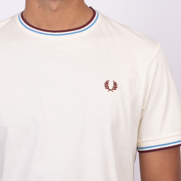 Fred Perry Mens Off-White Twin Tipped T-Shirt main image
