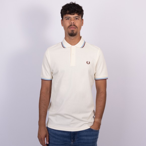 Fred Perry Mens Off-White Twin Tipped Polo Shirt main image