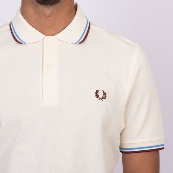 Fred Perry Mens Off-White Twin Tipped Polo Shirt main image