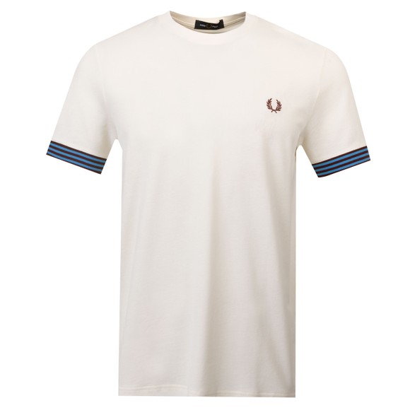 Fred Perry Mens Off-White Striped Cuff T-Shirt main image