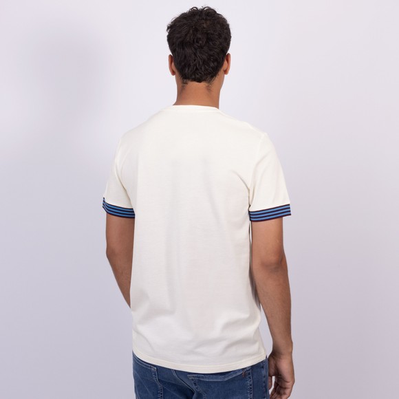 Fred Perry Mens Off-White Striped Cuff T-Shirt main image
