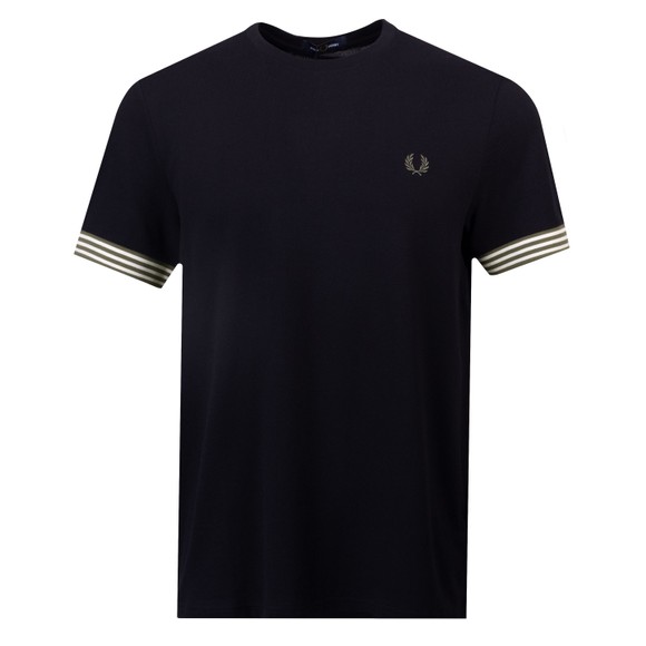 Fred Perry Mens Black Striped Cuff T-Shirt main image