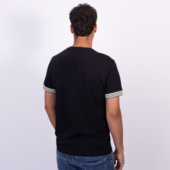 Fred Perry Mens Black Striped Cuff T-Shirt main image