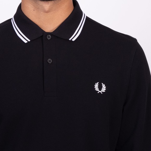 Fred Perry Mens Black L/S Tipped Polo Shirt main image