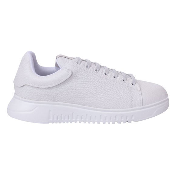 Emporio Armani Mens White Grain Leather Trainer main image