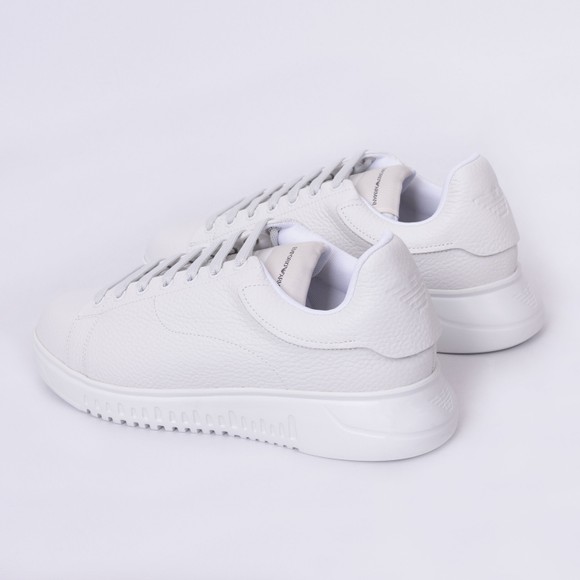Emporio Armani Mens White Grain Leather Trainer main image