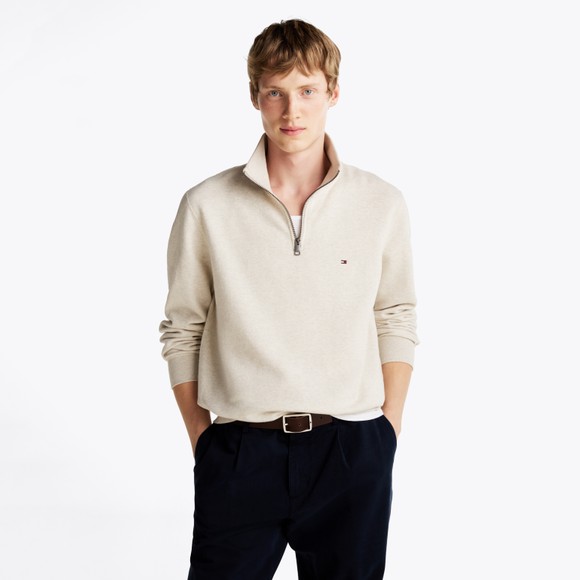 Tommy Hilfiger Mens Beige Essential Fleece 1/4 Zip