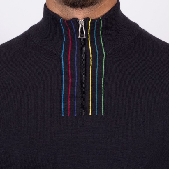 PS Paul Smith Mens Black Central Stripe Half Zip Jumper main image