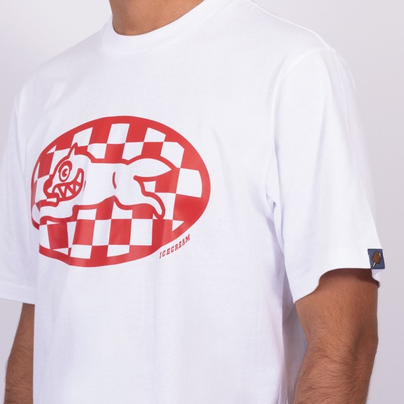 BBC Icecream Mens White Checker Running Dog T-Shirt main image