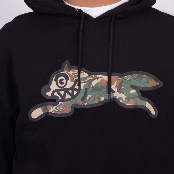 BBC Icecream Mens Black Woodland Camo Running Dog Hoodie main image