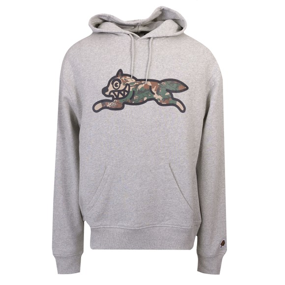 BBC Icecream Mens Grey Woodland Camo Running Dog Hoodie main image