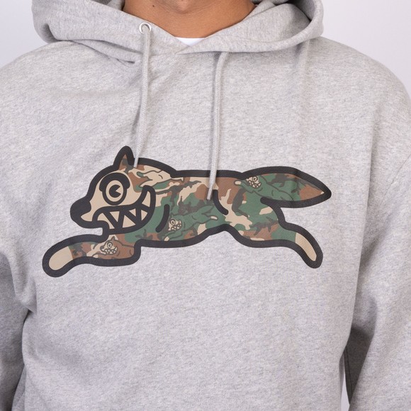 BBC Icecream Mens Grey Woodland Camo Running Dog Hoodie main image