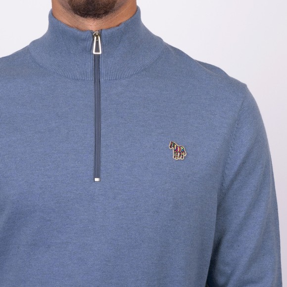 PS Paul Smith Mens Blue Zebra Half Zip Jumper main image