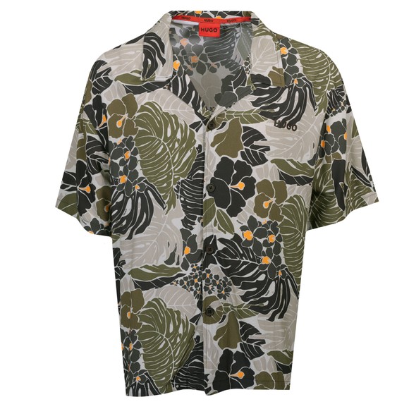 HUGO Mens Green Relaxed Beach Shirt main image
