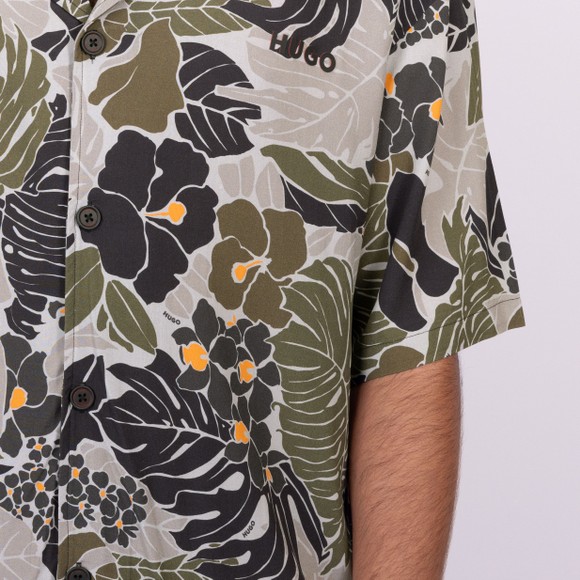 HUGO Mens Green Relaxed Beach Shirt main image