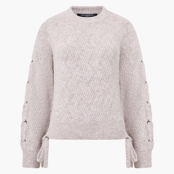 French Connection Womens Beige Tie Detail Knitted Jumper main image