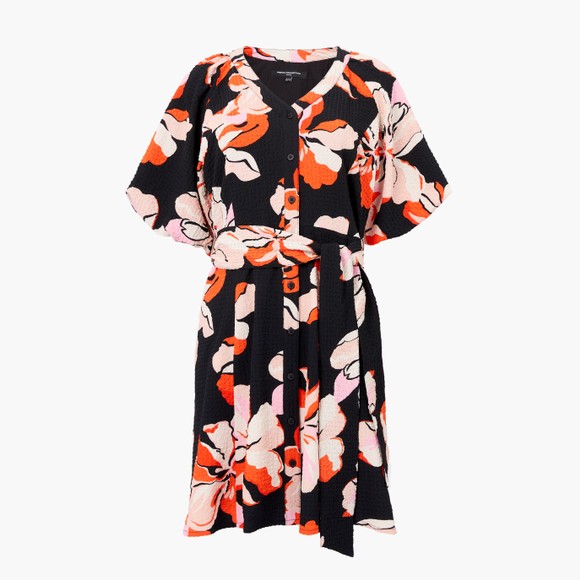 French Connection Womens Black Milani Rhian Puffer Sleeve Mini Dress main image