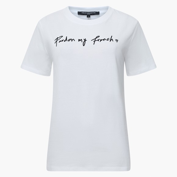 French Connection Womens White Pardon My French T-Shirt main image