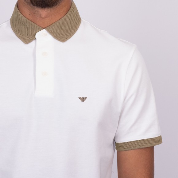 Emporio Armani Mens White Textured Collar Polo Shirt main image