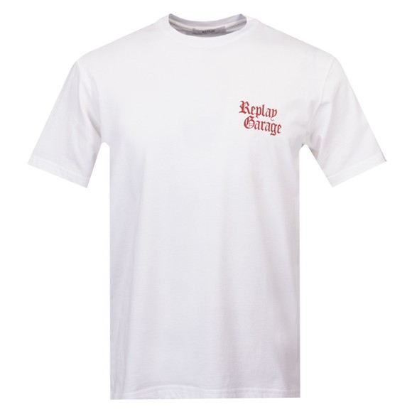 Replay Mens White Garage Flame T-Shirt