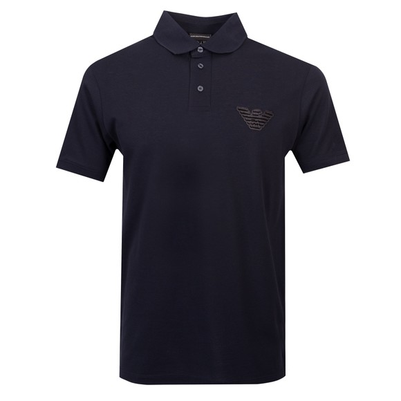 Emporio Armani Mens Blue Flock Logo Polo Shirt main image