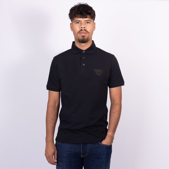 Emporio Armani Mens Blue Flock Logo Polo Shirt main image