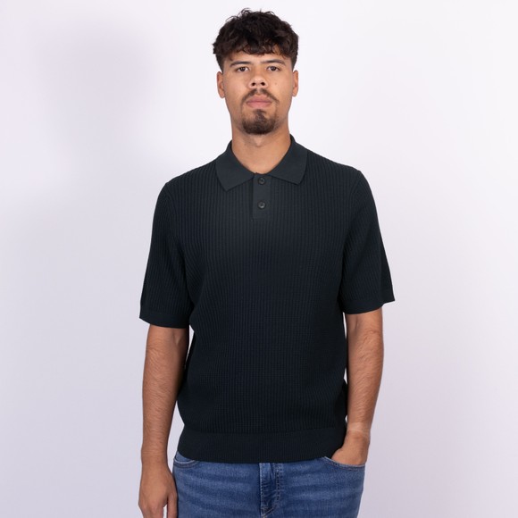 BOSS Mens Blue Casual Akoppo Knitted Polo Shirt main image