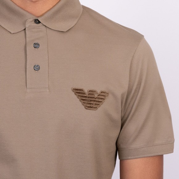 Emporio Armani Mens Brown Flock Logo Polo Shirt main image